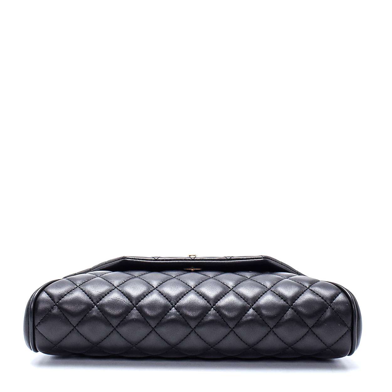 Chanel - Black Lambskin Leather Quilted Fold Up Again Clutch